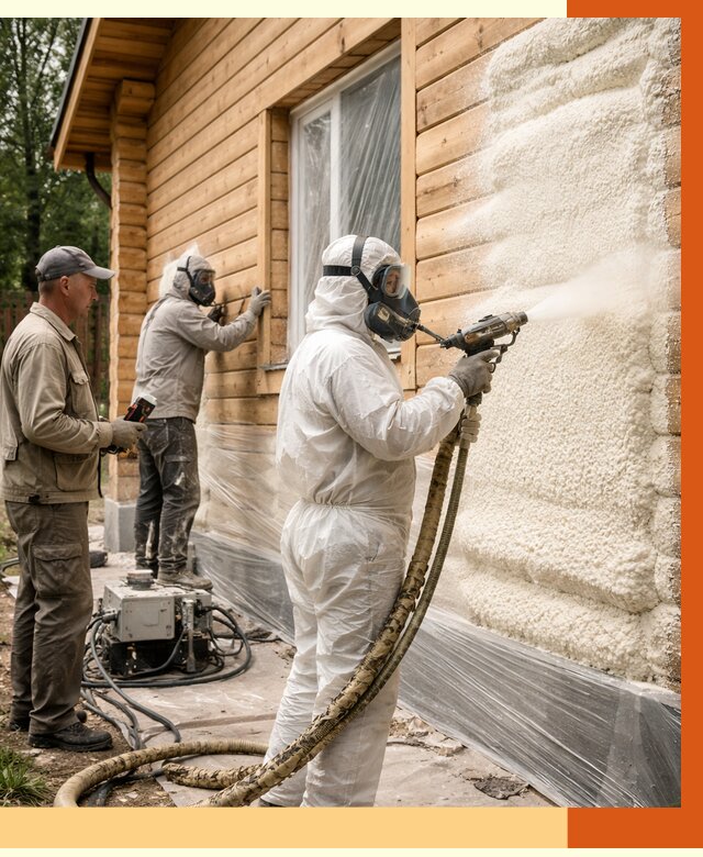 Утепление дома из бруса ППУ в Лабинске от 4129 руб/м2 под ключ | ТепломастерЛбк