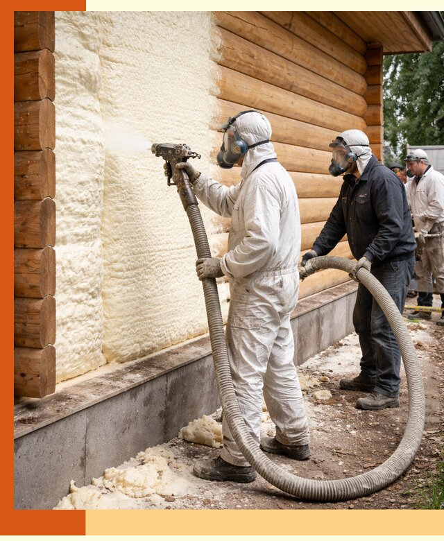 Утепление дома из бруса пенополиуретаном в Лабинске