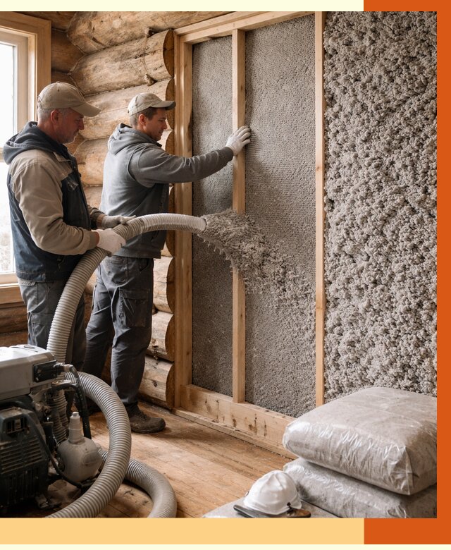 Утепление бревенчатого дома эковатой в Лабинске от 2949 руб. | ТепломастерЛбк