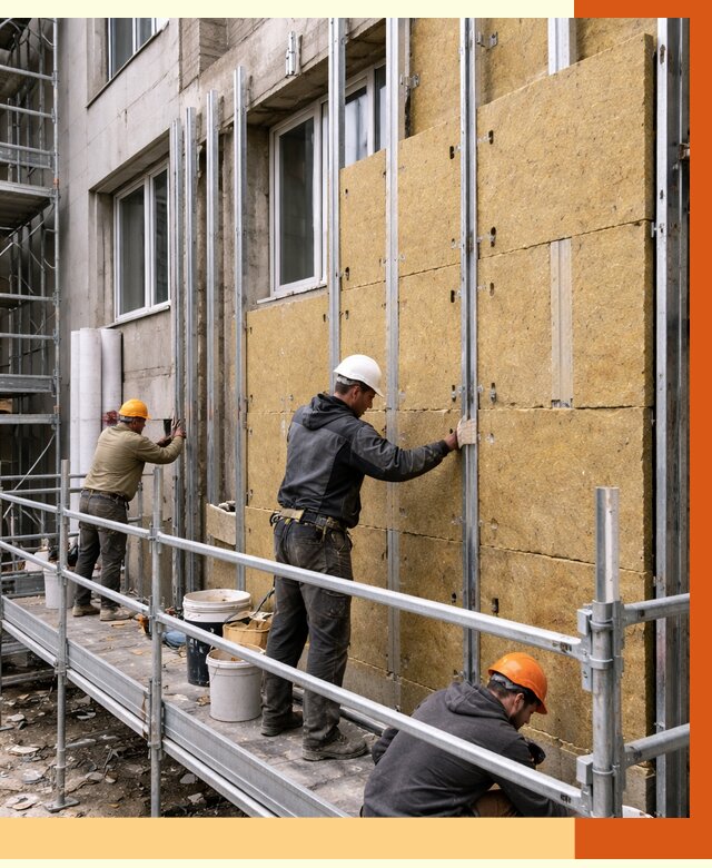 Утепление вентилируемого фасада в Лабинске от 6005 руб/м2 — монтаж и утепление вентфасад | ТепломастерЛбк