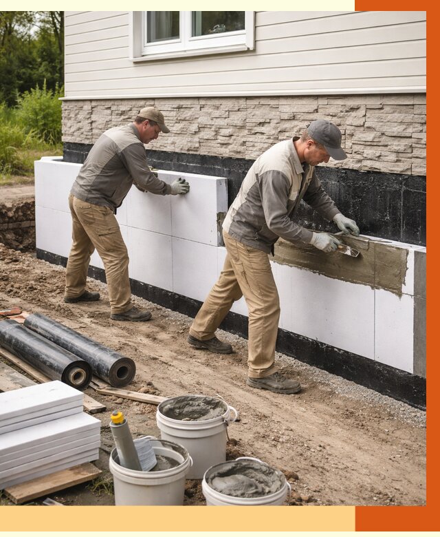 Утепление фундамента снаружи в Лабинске от 4504 руб. за м² | ТепломастерЛбк