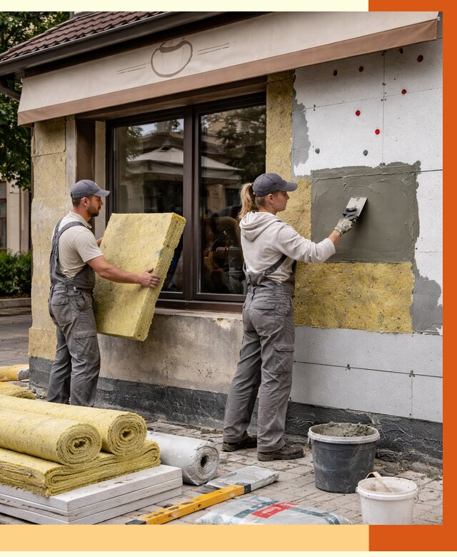 Утепление кафе в Лабинске от 4504 руб/м2 — комплексно под ключ | ТепломастерЛбк