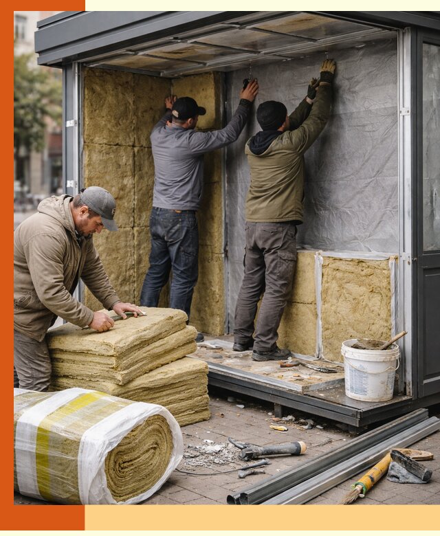 Утепление павильона шаурмы под ключ в Лабинске