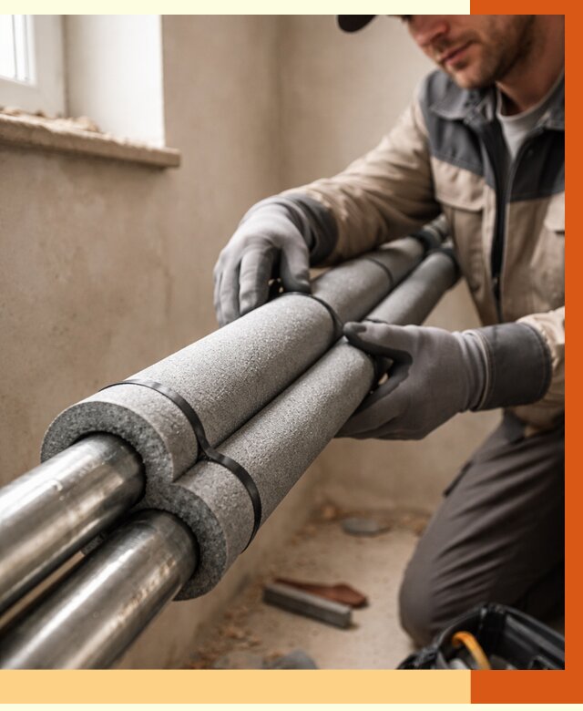 Утепление труб отопления в Лабинске от 3056 руб. за м² — услуги под ключ | ТепломастерЛбк