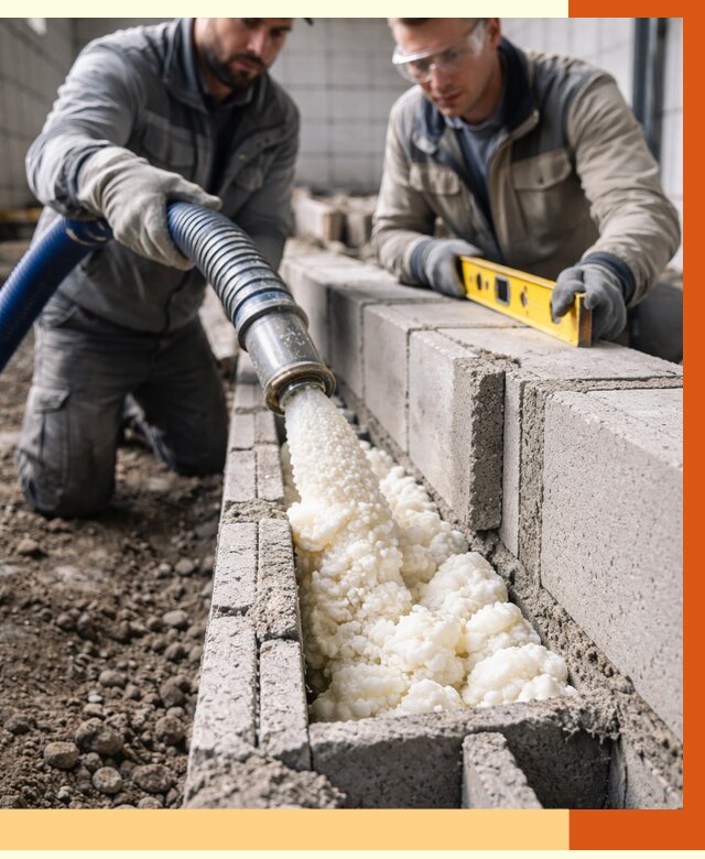 Заполнение колодцевой кладки ППУ в Лабинске от 4504 руб. за м2 | ТепломастерЛбк