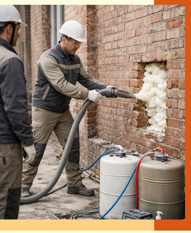 Заливка ППУ в пустоты кирпичной стены в Лабинске от 2949 руб. | ТепломастерЛбк