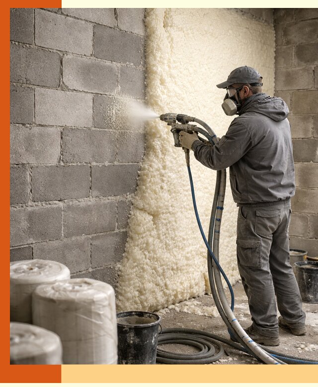 Утепление блочной стены ППУ в Лабинске качественно и надёжно