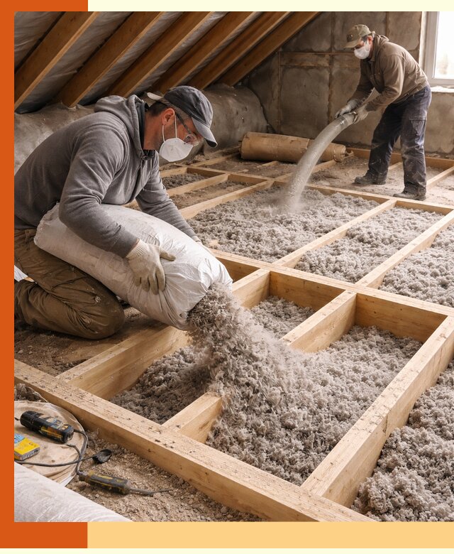 Заполнение полостей чердачного перекрытия в Лабинске качественно и надёжно