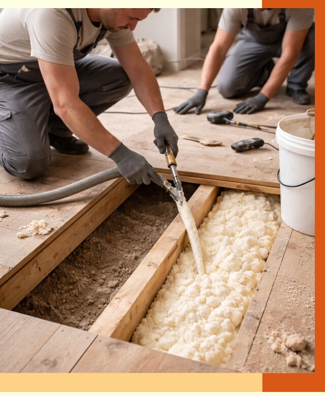 Заполнение пустот пола в Лабинске от 2895 руб. — утепление пустот пола под ключ | ТепломастерЛбк