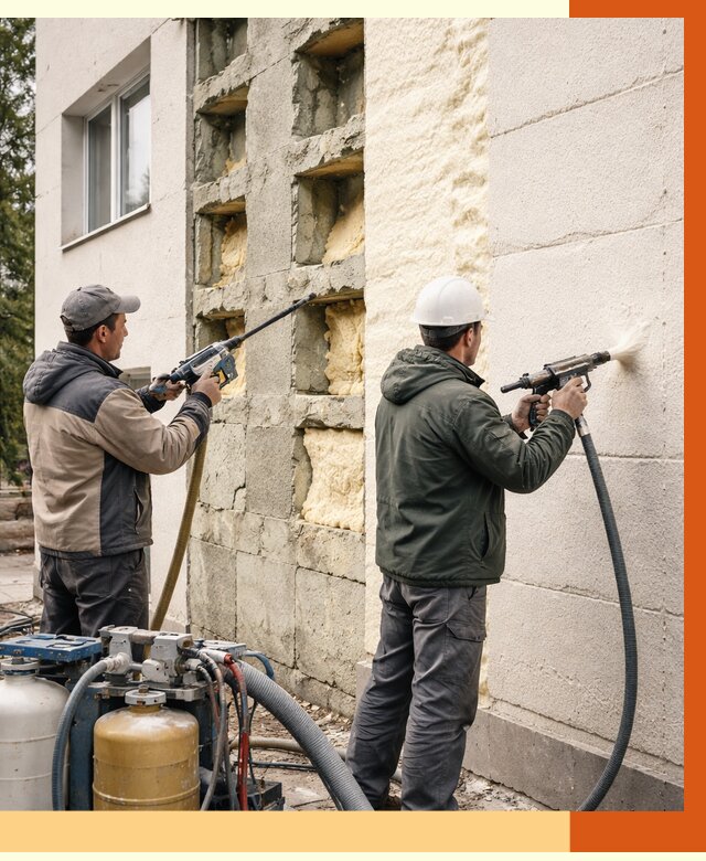 Заполнение пустот фасада в Лабинске от 4826 руб. — утепление пустот облицовки | ТепломастерЛбк