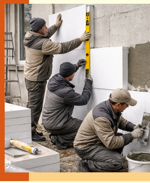 Утепление пенопластом наружных стен и фасадов в Лабинске