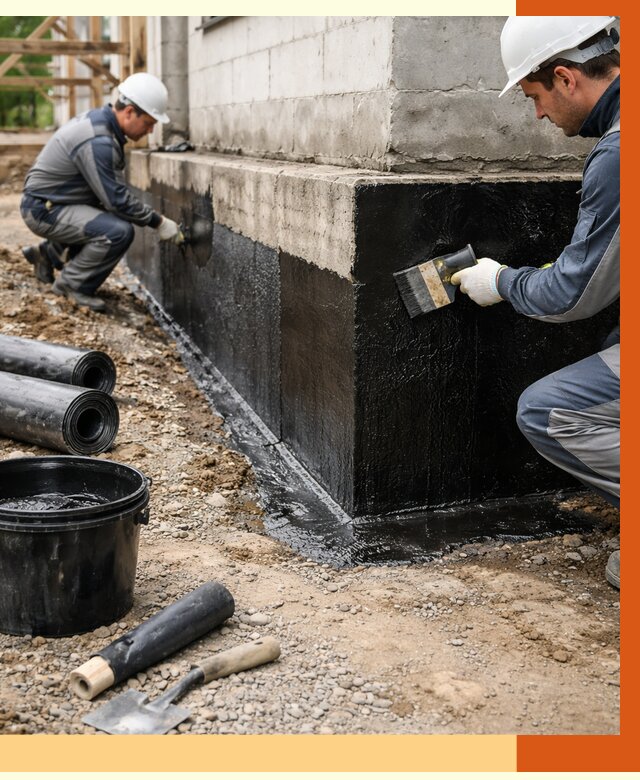 Гидроизоляция фундамента в Лабинске от 1341 руб. — профессионально, под ключ | ТепломастерЛбк